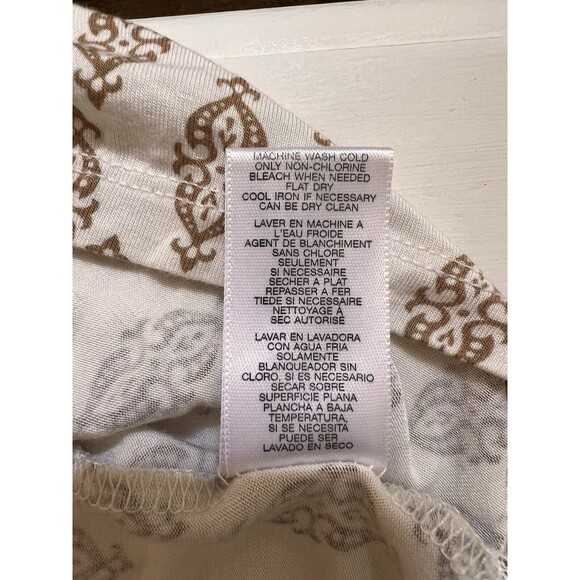Michael Kors Gold Geometric Print Top Gold Neckline Trim, Size M - Picture 11 of 16